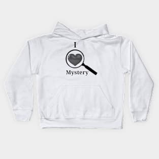 I <3 Mystery Magnifying Glass black and white Kids Hoodie